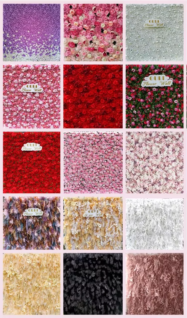 Event backdrop artificial flower wall with dense roses