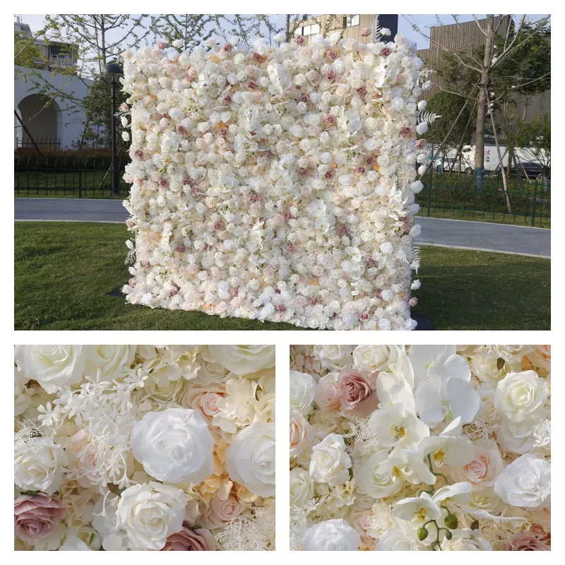 Pink and white artificial flower wall for event decoration