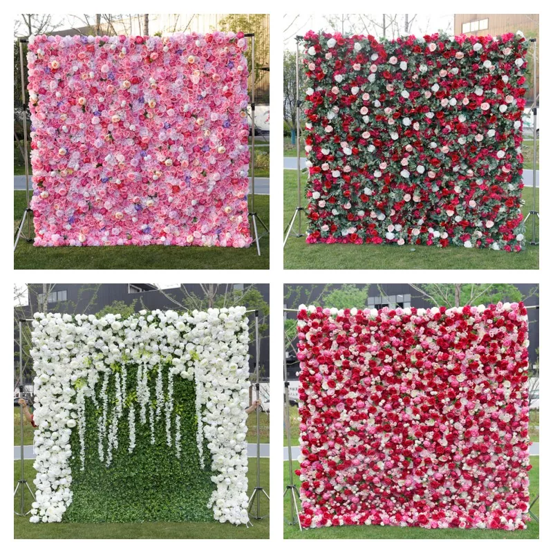 Handmade artificial rose wall for event rental business